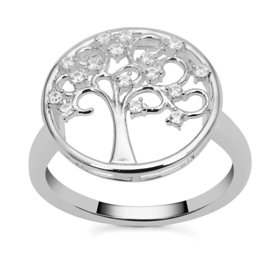 0.20CT RATANAKIRI ZIRCON STERLING SILVER TREE OF LIFE RING SZ 10